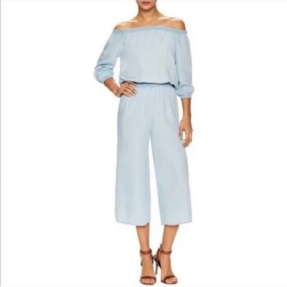 Walter Baker Pants - Walter Baker Chambray Off Shoulder Jumpsuit